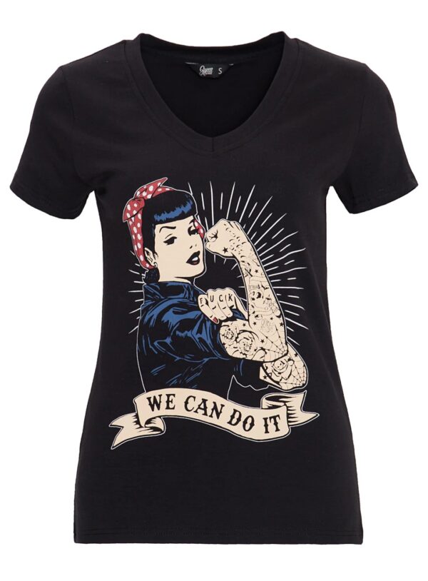 T-SHIRT MIT RETRO-PRINT «WE CAN DO IT» schwarz