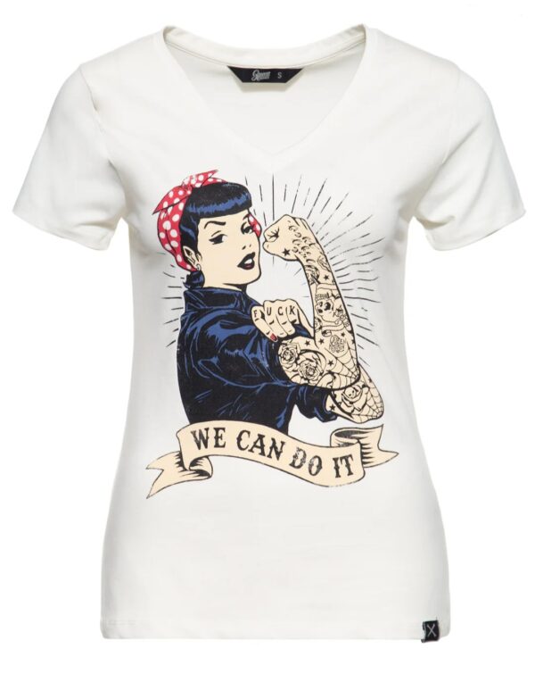 T-SHIRT MIT RETRO-PRINT «WE CAN DO IT» weiß