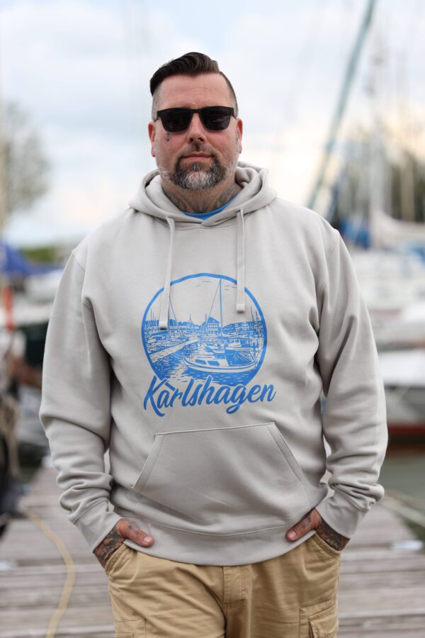 Männer Hoodie Motiv Karlshagen Hafen / beige