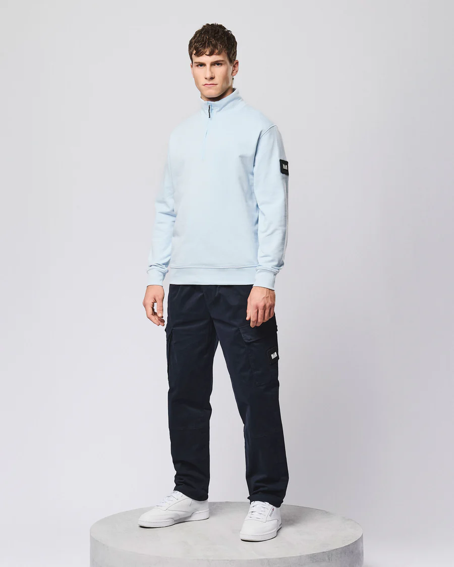 Kraviz Sweatshirt mit Viertelreißverschluss, Himmelblau