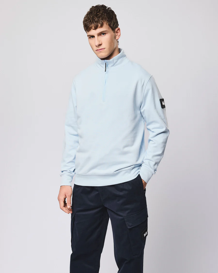 Kraviz Sweatshirt mit Viertelreißverschluss, Himmelblau – Bild 2