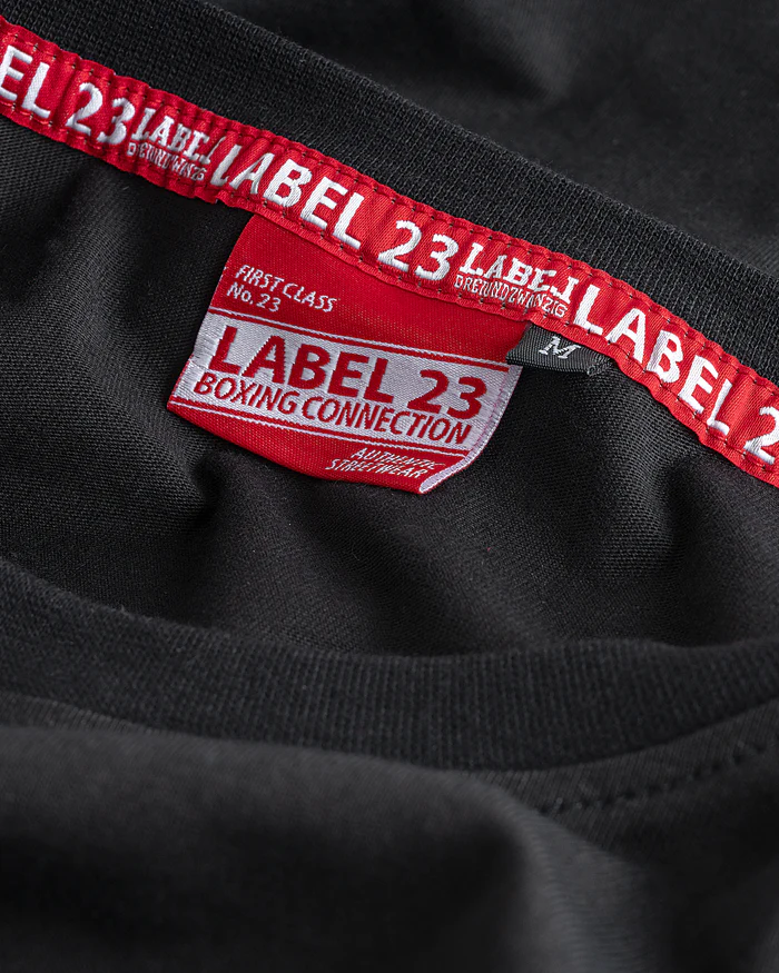 Männer T-Shirts Label 23 Logoprint schwarz – Bild 4