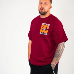 Männer Oversize T-Shirt Sports Division - granatrot | Label 23 – Bild 3