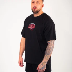 Männer Oversize T-Shirt Stronger - schwarz | Label 23 – Bild 3