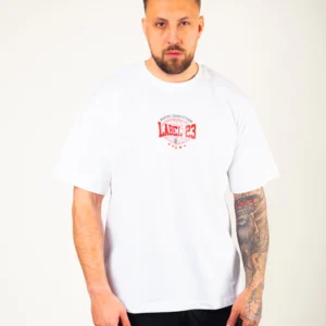 Männer Oversize T-Shirt Stronger - weiss | Label 23 – Bild 3