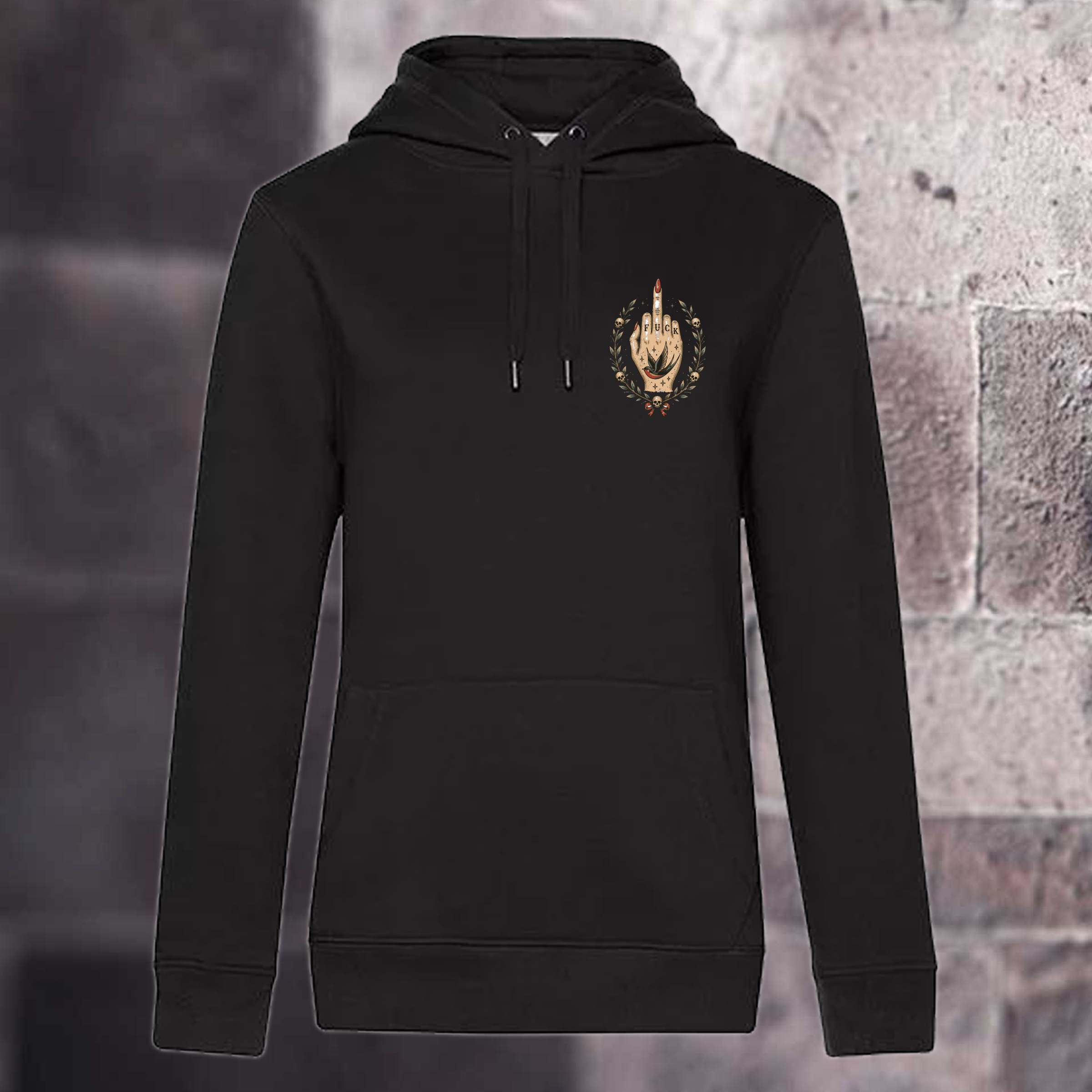 Queen Hooded Sweat "Fuck" schwarz / kleiner Brustdruck