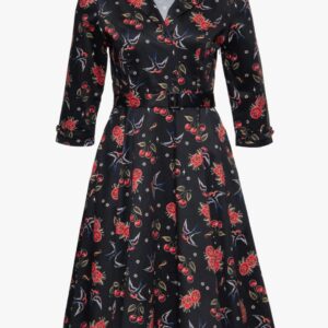 Damen Swing Kleid "Cherries and Roses"