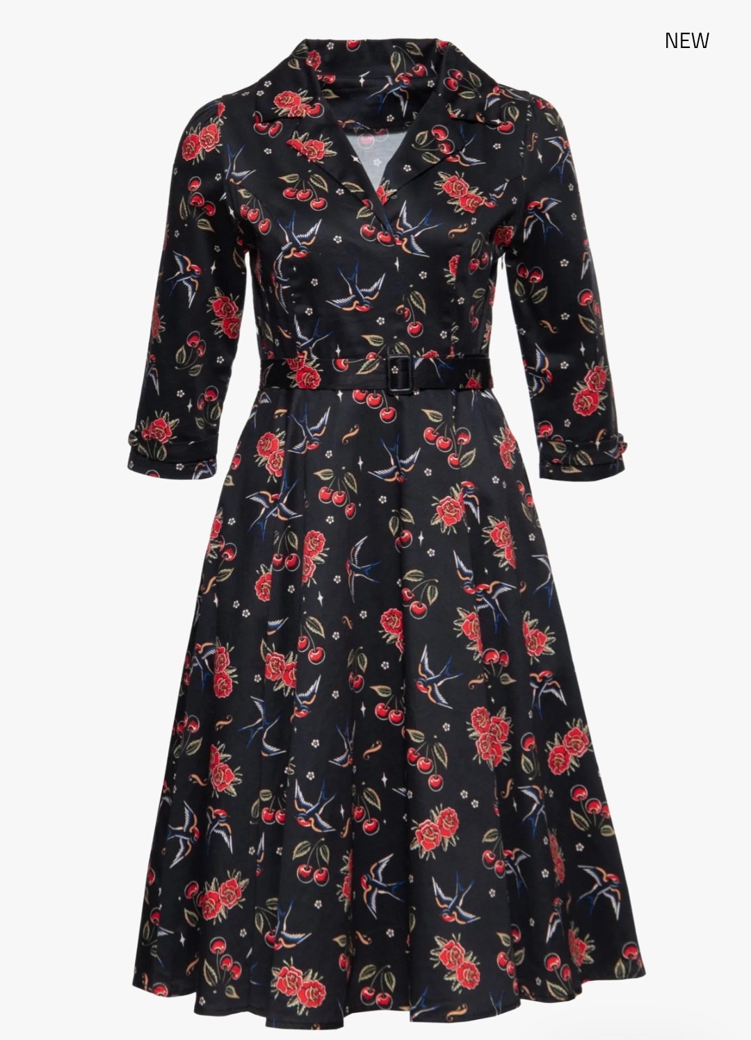 Damen Swing Kleid "Cherries and Roses"